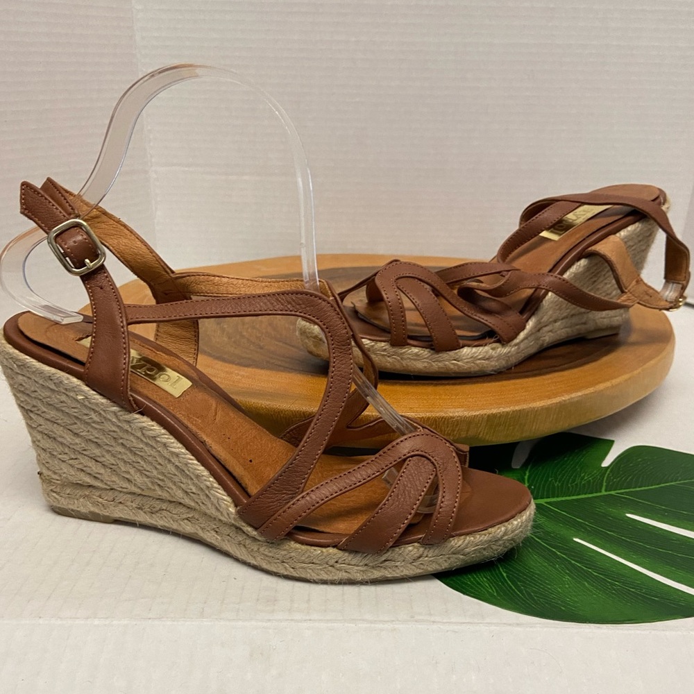 MAYPOL Espadrille Wedges Leather Sandals